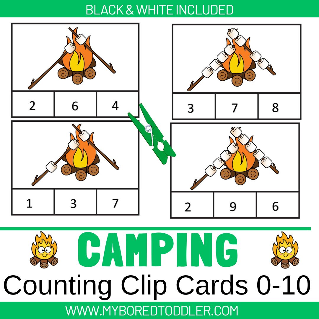Camping Counting Clip Cards 0-10 Marshmallows