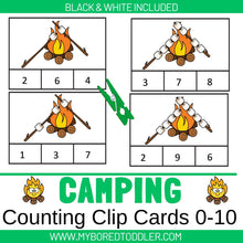 Load image into Gallery viewer, Camping Counting Clip Cards 0-10 Marshmallows