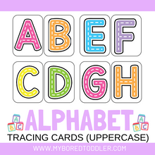 Load image into Gallery viewer, Alphabet Tracing Cards Uppercase Color