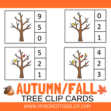 Load image into Gallery viewer, Autumn / Fall Pumpkin Counting Clip Cards 0 - 10 Color & Black & White