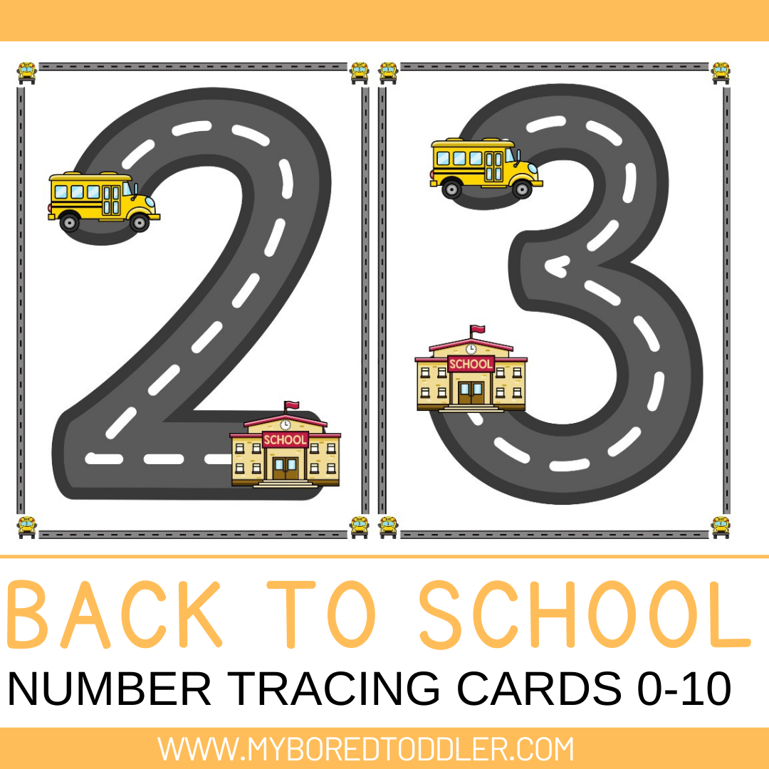 Back to School Number Tracing Cards 0-10