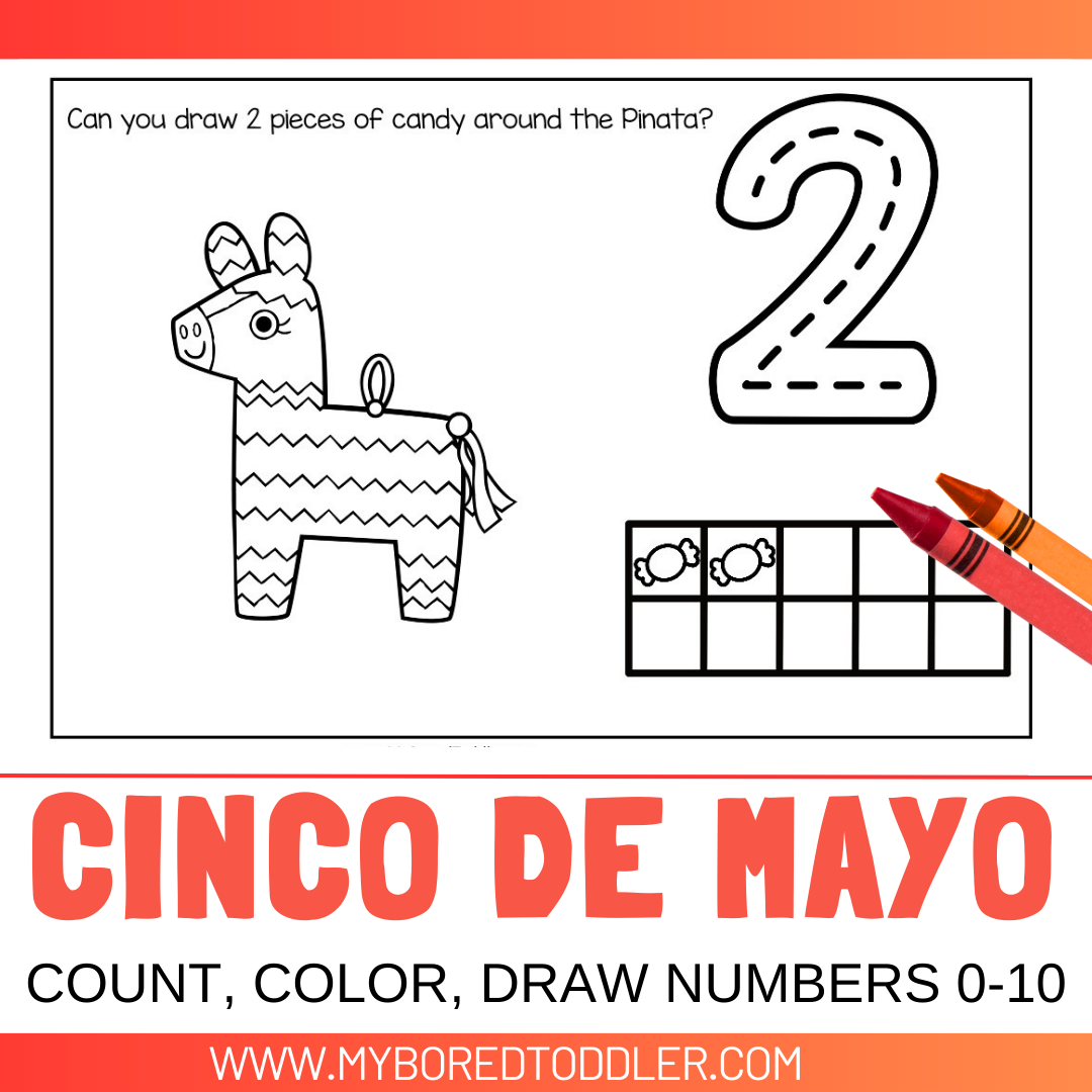 Cinco De Mayo Number Count Trace & Color SHEETS 0-10