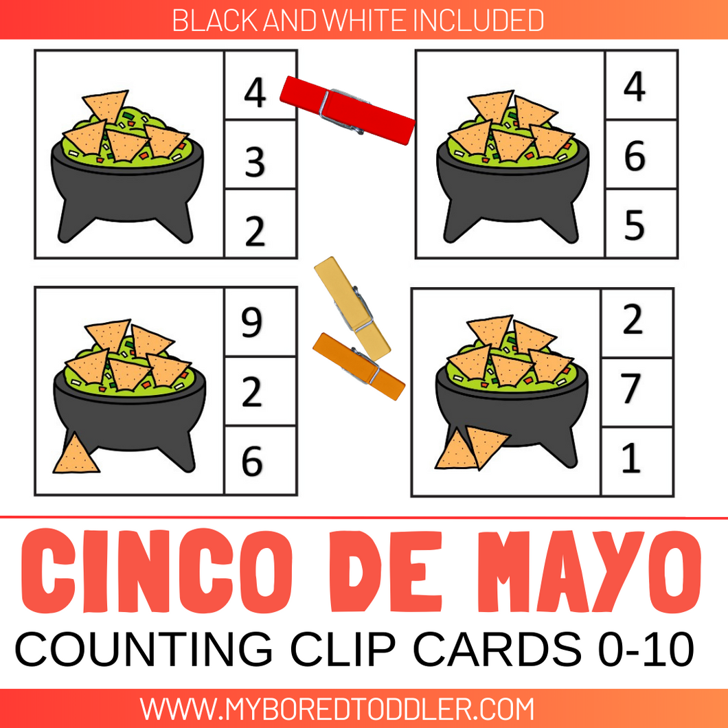 CINCO DE MAYO Counting Clip Cards Numbers 0-10 Guacamole