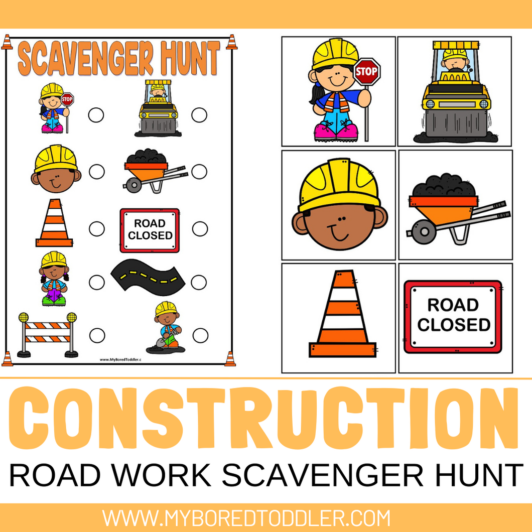 CONSTRUCTION ROAD WORK Scavenger Hunt