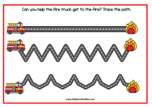 Load image into Gallery viewer, Fire Fighters Tracing Paths - Community Helpers