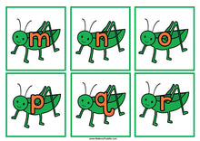 Load image into Gallery viewer, Insects & Bugs Grasshopper Alphabet Flashcards Lowercase & Uppercase