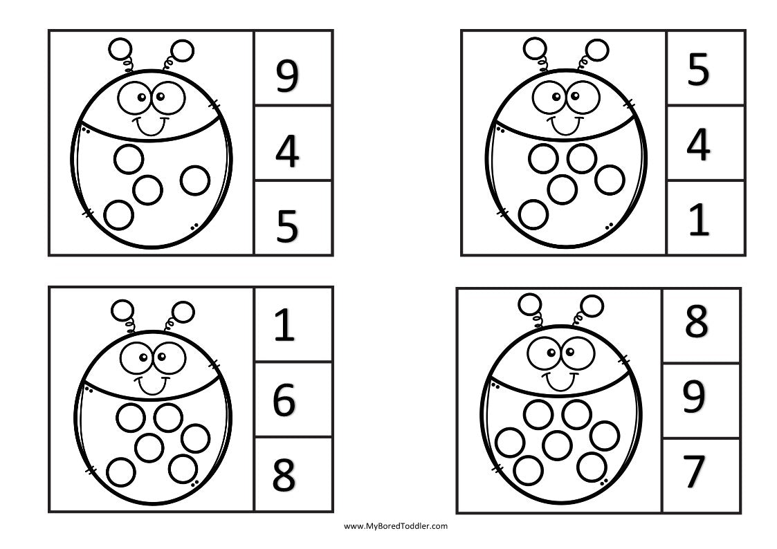 Insects & Bugs Counting Clip Cards 0-10