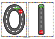 Load image into Gallery viewer, Transport Car Number Tracing Sheets 0-10