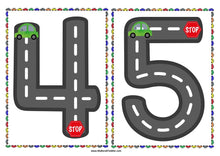 Load image into Gallery viewer, Transport Car Number Tracing Sheets 0-10