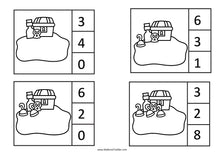Load image into Gallery viewer, PIRATES Counting Clip Cards Treasure on Island Numbers 0-10