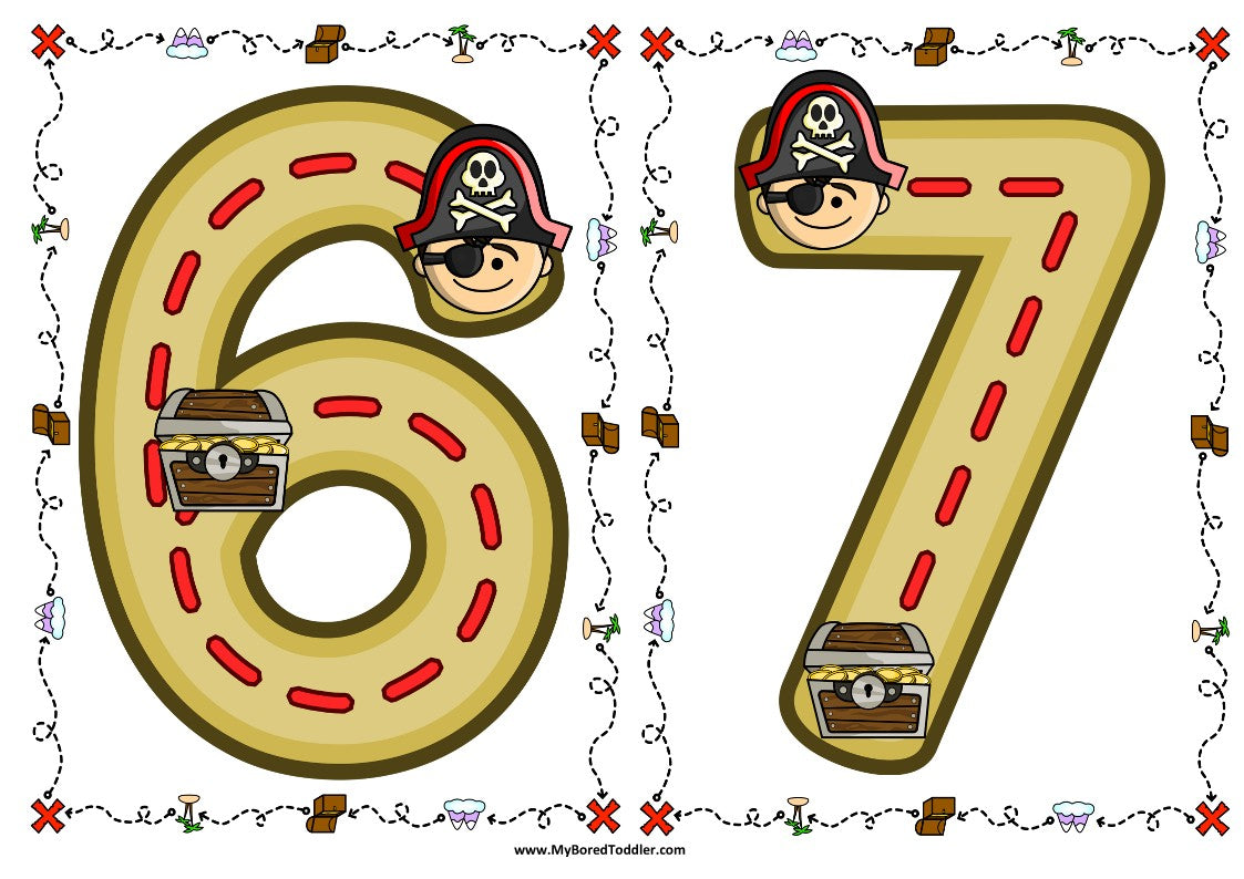 PIRATES Number Tracing Cards 0-10