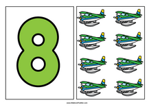 Load image into Gallery viewer, Transport Planes Number Matching Cards 0-10