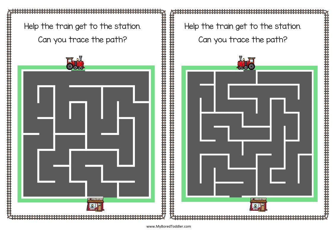 Transport Train Maze Sheets