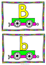 Load image into Gallery viewer, Transport Train Alphabet Matching Cards - Uppercase & Lowercase