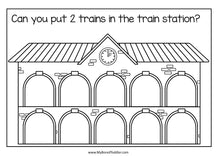 Load image into Gallery viewer, Trains Transport Ten Frame Counting Mats 0-10 B&W & Color