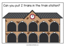Load image into Gallery viewer, Trains Transport Ten Frame Counting Mats 0-10 B&W & Color