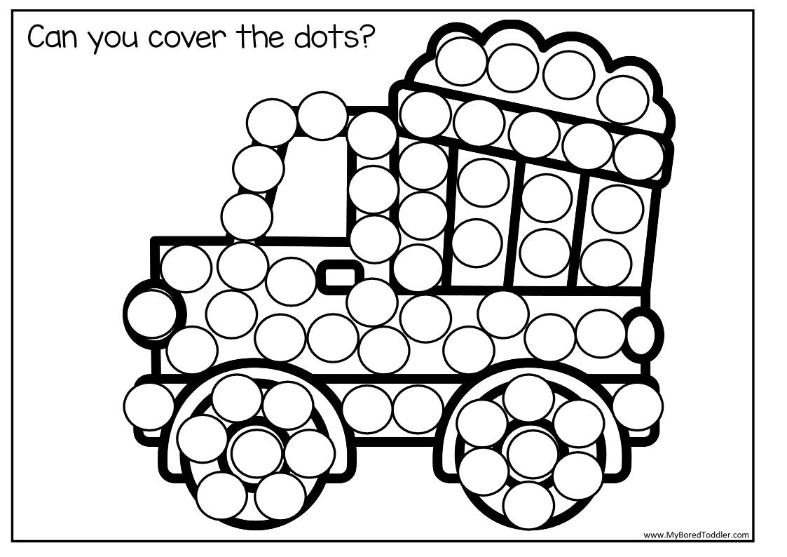 TRANSPORT Dot Printables - Cars, Trucks, Planes