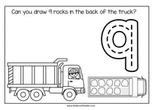 Load image into Gallery viewer, Transport Truck Counting Sheets - Numbers 0-10 Color Draw Count