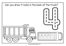 Load image into Gallery viewer, Transport Truck Counting Sheets - Numbers 0-10 Color Draw Count
