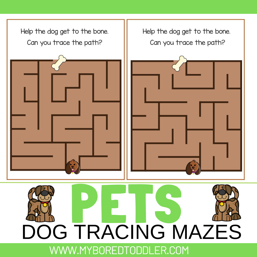 Pets Dog Maze Sheets