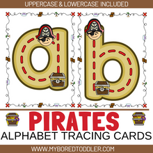 Load image into Gallery viewer, PIRATES Alphabet Tracing Cards Lowercase & Uppercase