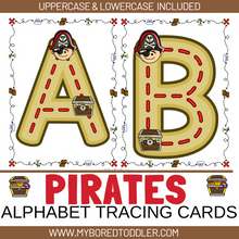 Load image into Gallery viewer, PIRATES Alphabet Tracing Cards Lowercase & Uppercase