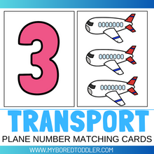 Load image into Gallery viewer, Transport Planes Number Matching Cards 0-10