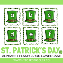 Load image into Gallery viewer, St Patrick's Day Alphabet Flashcards Lowercase & Uppercase