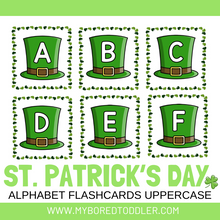 Load image into Gallery viewer, St Patrick's Day Alphabet Flashcards Lowercase & Uppercase