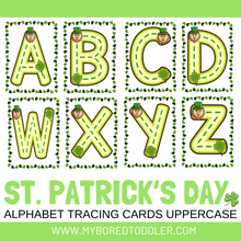 Load image into Gallery viewer, St Patrick's Day Alphaet Tracing Cards Lowercase & Uppercase