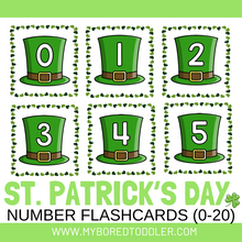 Load image into Gallery viewer, St Patrick's Day Number Flashcards 0-20