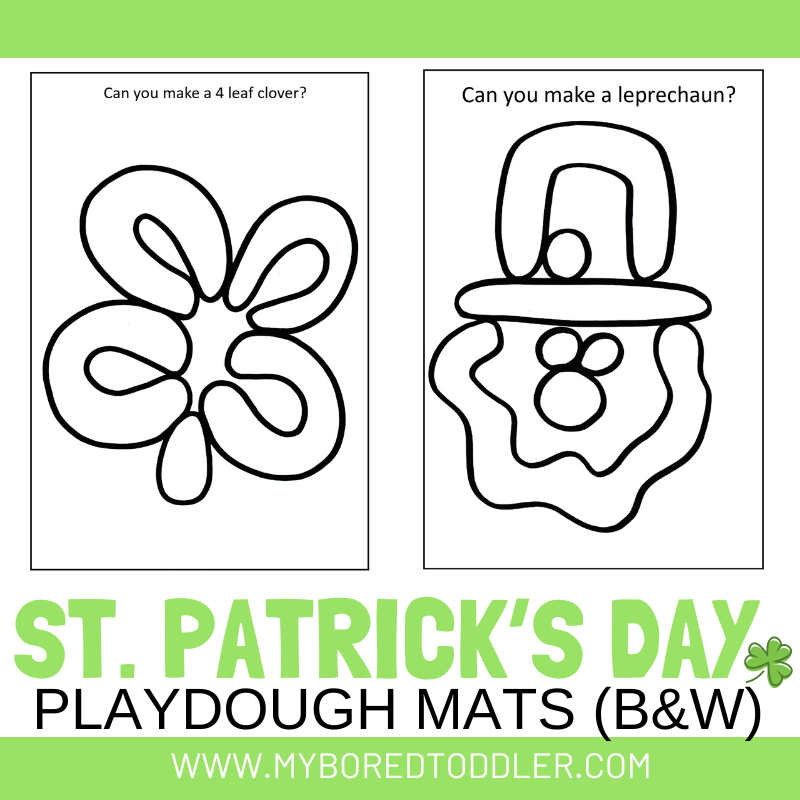 St Patrick's Day Playdough Mats - Color & Black & White