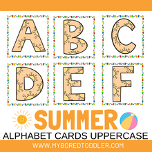 Load image into Gallery viewer, Summer Alphabet Flashcards - Uppercase & Lowercase