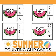 Load image into Gallery viewer, Summer Watermelon Counting Clip Cards 0-10
