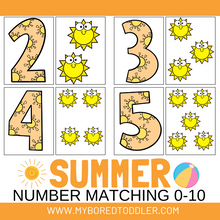 Load image into Gallery viewer, Summer Number Matching Cards - Counting  0-10