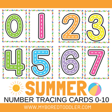 Load image into Gallery viewer, Summer Number Tracing Cards 0-10 Large