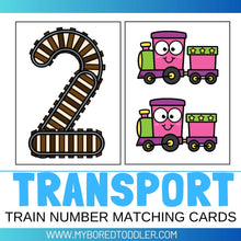 Load image into Gallery viewer, Number Matching Cards 0-10 - TRAINS / TRANSPORT