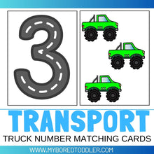 Load image into Gallery viewer, Number matching cards 0-10 - TRUCKS / TRANSPORT