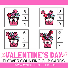 Load image into Gallery viewer, Valentine's Day Flower Counting Clip Cards 0 - 10 Color