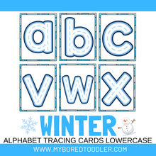 Load image into Gallery viewer, Winter Alphabet Tracing Cards Uppercase & Lowercase