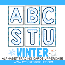 Load image into Gallery viewer, Winter Alphabet Tracing Cards Uppercase & Lowercase