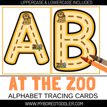 Load image into Gallery viewer, Zoo Animal Alphabet Tracing Cards - Uppercase & Lowercase