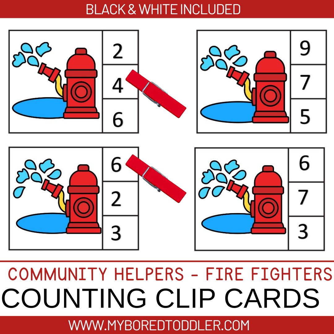 Fire Fighters Counting Clip Cards 0-10 - Community Helpers