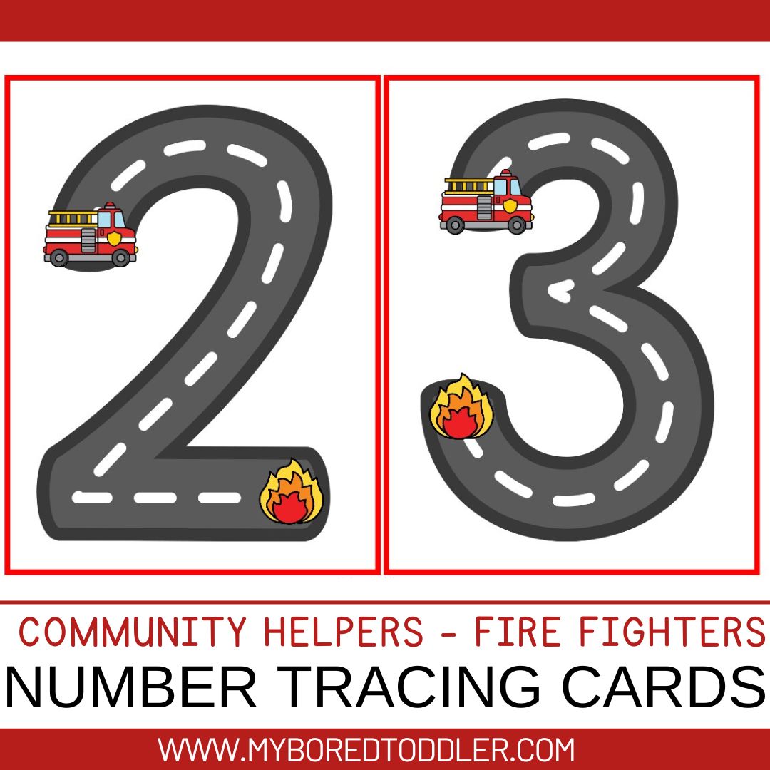 Fire Fighter Number Tracing Cards 0-10 - Community Helpers