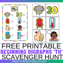 Load image into Gallery viewer, Beginning Digraphs 'TH' Alphabet Scavenger Hunt / Treasure Hunt