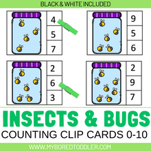 Load image into Gallery viewer, Insects & Bugs Counting Clip Cards 0-10 Bugs in Jar