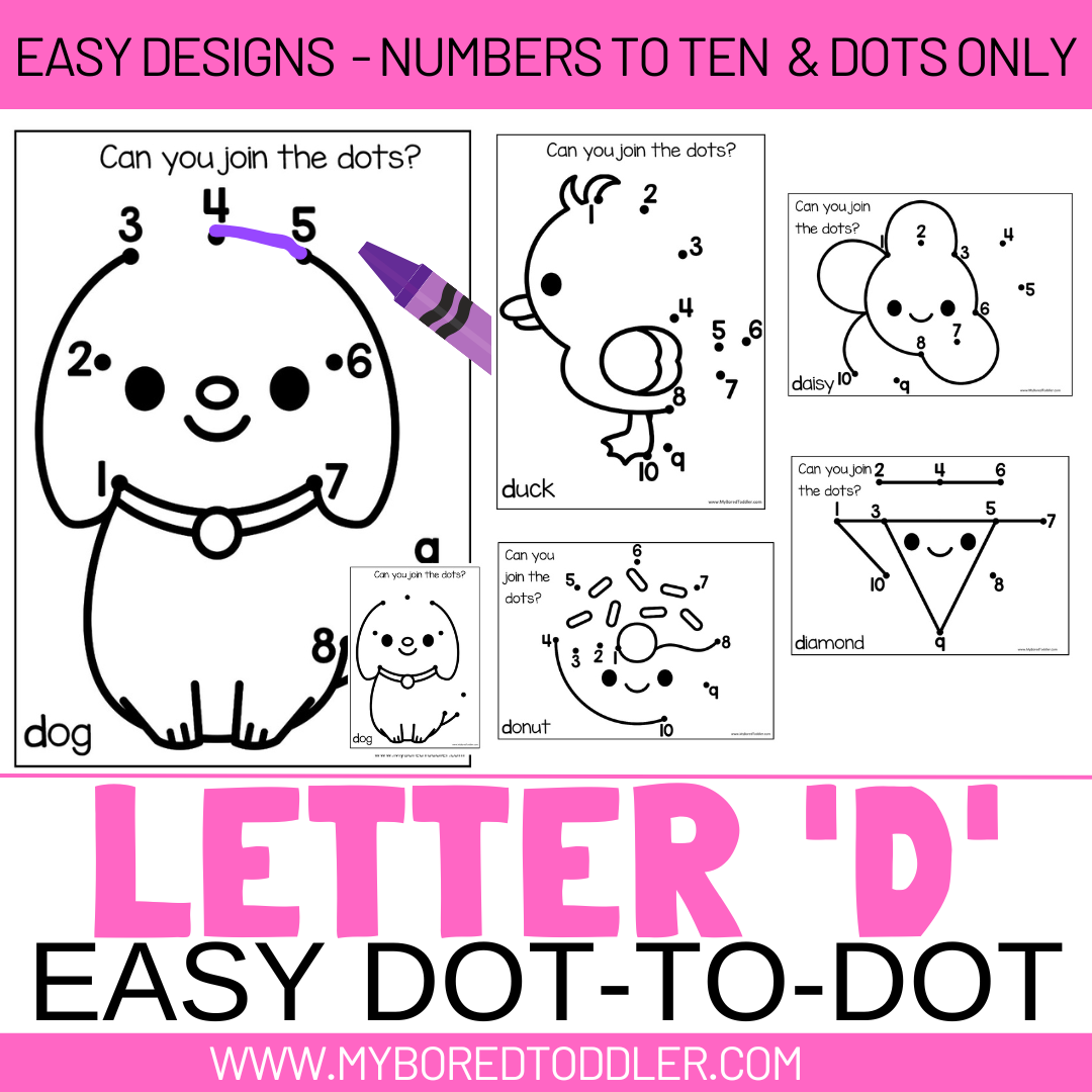 Alphabet - Letter D Dot-to-Dot - 2 Designs