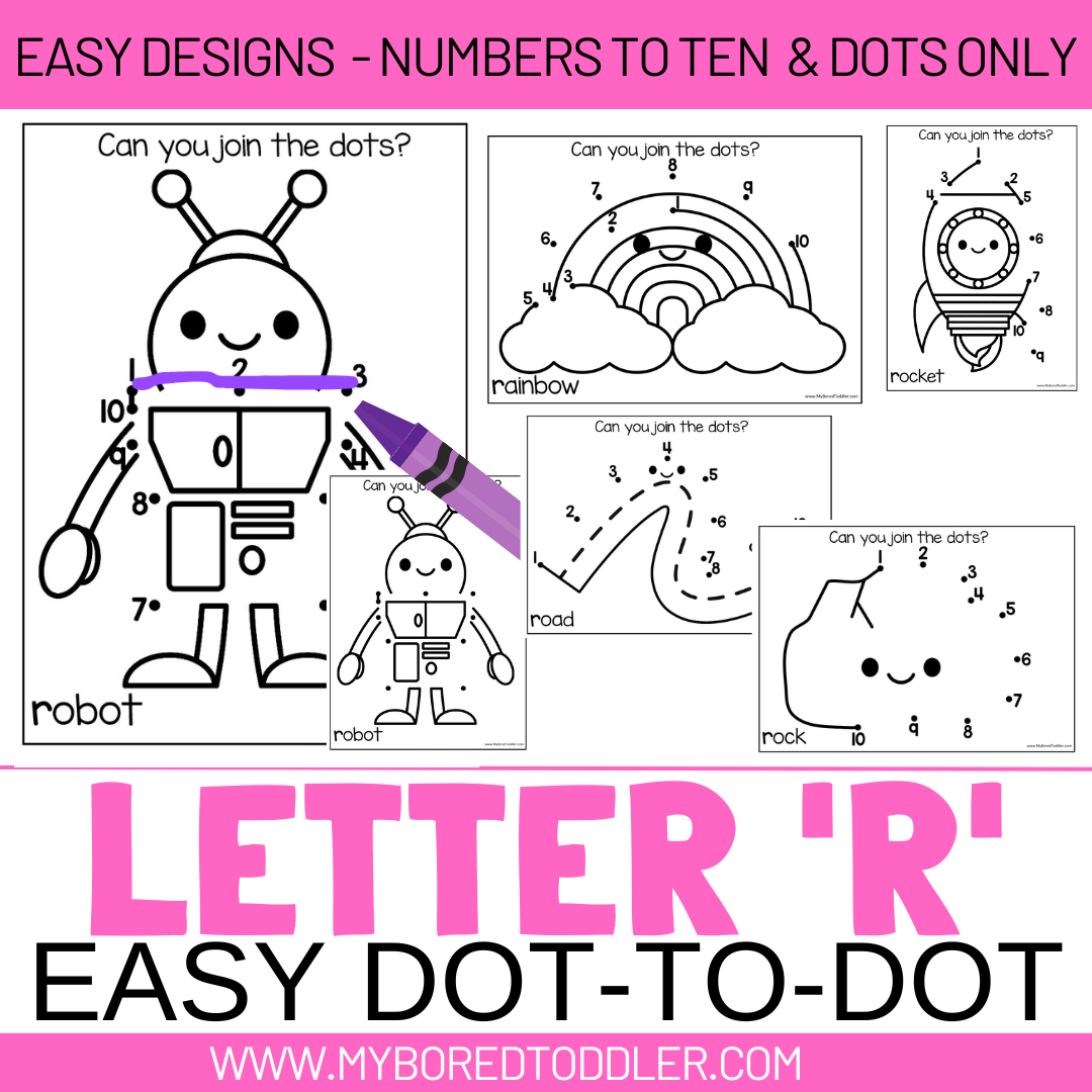 Alphabet - Letter R Dot-to-Dot - 2 Designs