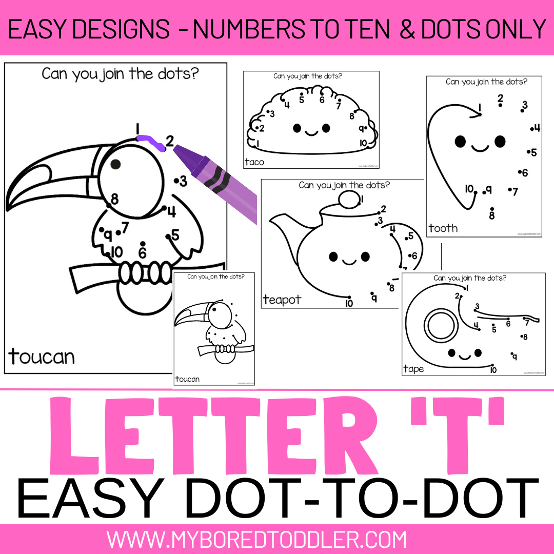 Alphabet - Letter T Dot-to-Dot - 2 Designs