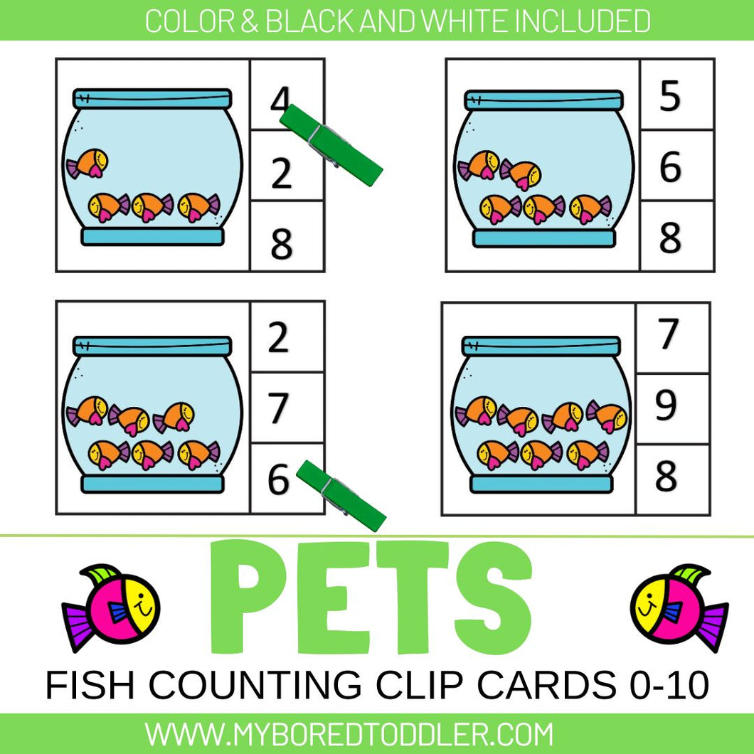 PETS - FISH COUNTING CLIP CARDS 0-10
